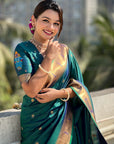 Green Zari Woven Vitthala God Special Traditional Paithani Silk Saree