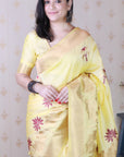 Light Yellow Soft Silk Saree with Kamdhenu Weaves Zari Woven Saree