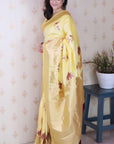 Light Yellow Soft Silk Saree with Kamdhenu Weaves Zari Woven Saree