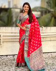 Pink Soft Silk Zari Woven Ikkat Patola Saree with Contrast Weaves