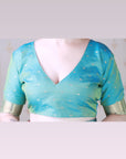 Aqua Blue Soft Silk Saree with Kamdhenu Weaves Zari Woven Saree