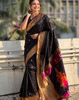 Black Zari Woven Vitthala God Special Traditional Paithani Silk Saree