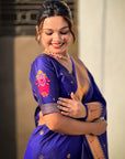 Violet Zari Woven Vitthala God Special Traditional Paithani Silk Saree