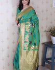 Green Soft Silk Saree with Kamdhenu Weaves Zari Woven Saree