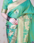 Green Soft Silk Saree with Kamdhenu Weaves Zari Woven Saree