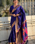 Violet Zari Woven Vitthala God Special Traditional Paithani Silk Saree