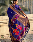 Violet Zari Woven Vitthala God Special Traditional Paithani Silk Saree