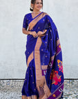 Violet Zari Woven Vitthala God Special Traditional Paithani Silk Saree