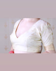 Cream Red Soft Silk Saree with Kamdhenu Weaves Zari Woven Saree