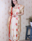 Cream Red Soft Silk Saree with Kamdhenu Weaves Zari Woven Saree