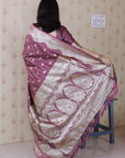 Dusty Pink Banarasi Soft Silk Silver Zari Woven Saree