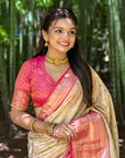 Chickoo Kanjivaram Tissue Silk Traditional Zari Woven Saree