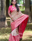 Chickoo Kanjivaram Tissue Silk Traditional Zari Woven Saree