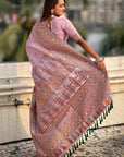 Lavender Pashmina Kashmiri Silk Zari Woven Saree