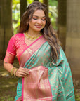 Blue Kanjivaram Tissue Silk Traditional Zari Woven Saree