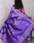 Violet Soft Silk Bandhani Leheriya Zari Woven Saree