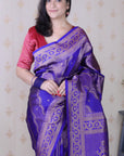 Violet Soft Silk Bandhani Leheriya Zari Woven Saree