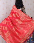 Pink Soft Silk Bandhani Leheriya Zari Woven Saree