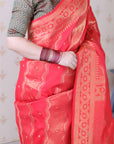 Pink Soft Silk Bandhani Leheriya Zari Woven Saree