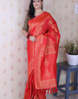 Pink Soft Silk Bandhani Leheriya Zari Woven Saree