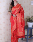 Pink Soft Silk Bandhani Leheriya Zari Woven Saree