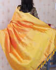 Orange Soft Silk Bandhani Leheriya Zari Woven Saree