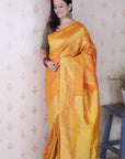 Orange Soft Silk Bandhani Leheriya Zari Woven Saree