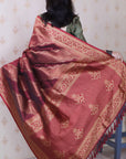 Maroon Soft Silk Bandhani Leheriya Zari Woven Saree
