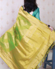 Mehendi Green Soft Silk Bandhani Leheriya Zari Woven Saree