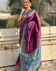 Purple Pure Tissue Zari Woven Patola Saree with Contrast Weaves