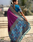 Purple Pure Tissue Zari Woven Patola Saree with Contrast Weaves