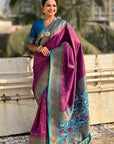 Purple Pure Tissue Zari Woven Patola Saree with Contrast Weaves