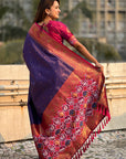 Violet Pure Tissue Zari Woven Patola Saree with Contrast Weaves