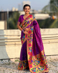 Purple Big Border Paithani Silk Zari Woven Saree