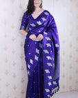 Violet Soft Silk Dual Zari Woven Saree with Bird Border