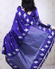 Violet Soft Silk Dual Zari Woven Saree with Bird Border