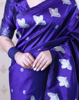 Violet Soft Silk Dual Zari Woven Saree with Bird Border