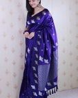 Violet Soft Silk Dual Zari Woven Saree with Bird Border