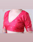 Pink Soft Silk Dual Zari Woven Saree with Bird Border