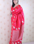 Pink Soft Silk Dual Zari Woven Saree with Bird Border
