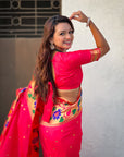 Pink Big Border Paithani Silk Zari Woven Saree