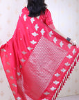 Pink Soft Silk Dual Zari Woven Saree with Bird Border