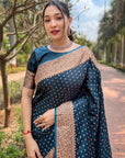 Deep Blue Banarasi Katan Silk Zari Woven Saree