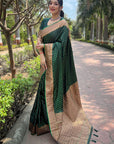 Dark Green Banarasi Katan Silk Zari Woven Saree