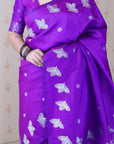 Purple Soft Silk Dual Zari Woven Saree with Bird Border
