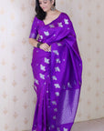 Purple Soft Silk Dual Zari Woven Saree with Bird Border