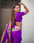 Purple Big Border Paithani Silk Zari Woven Saree