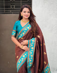 Coffee Brown Soft Silk Pichwai Traditional Zari Woven Saree