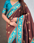 Coffee Brown Soft Silk Pichwai Traditional Zari Woven Saree