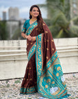 Coffee Brown Soft Silk Pichwai Traditional Zari Woven Saree